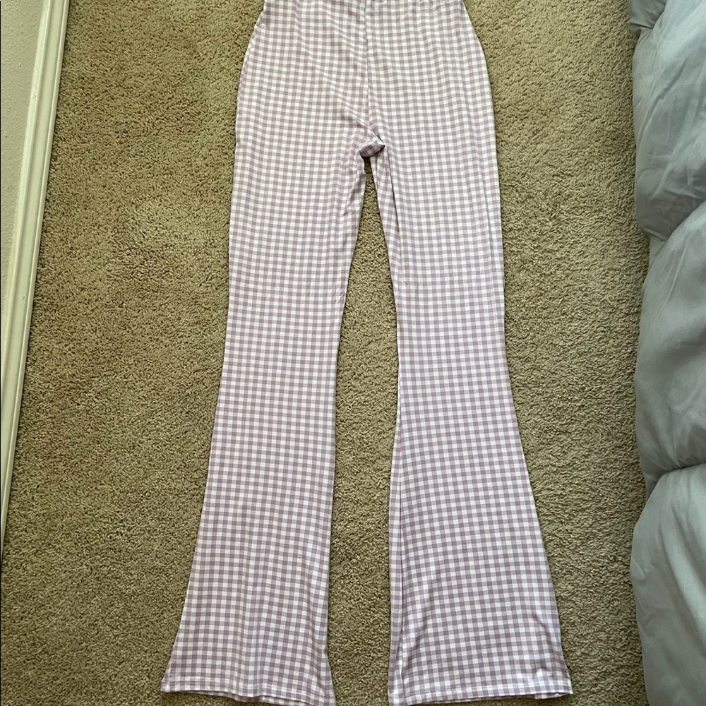 Plaid Stretchy Flare Pants
